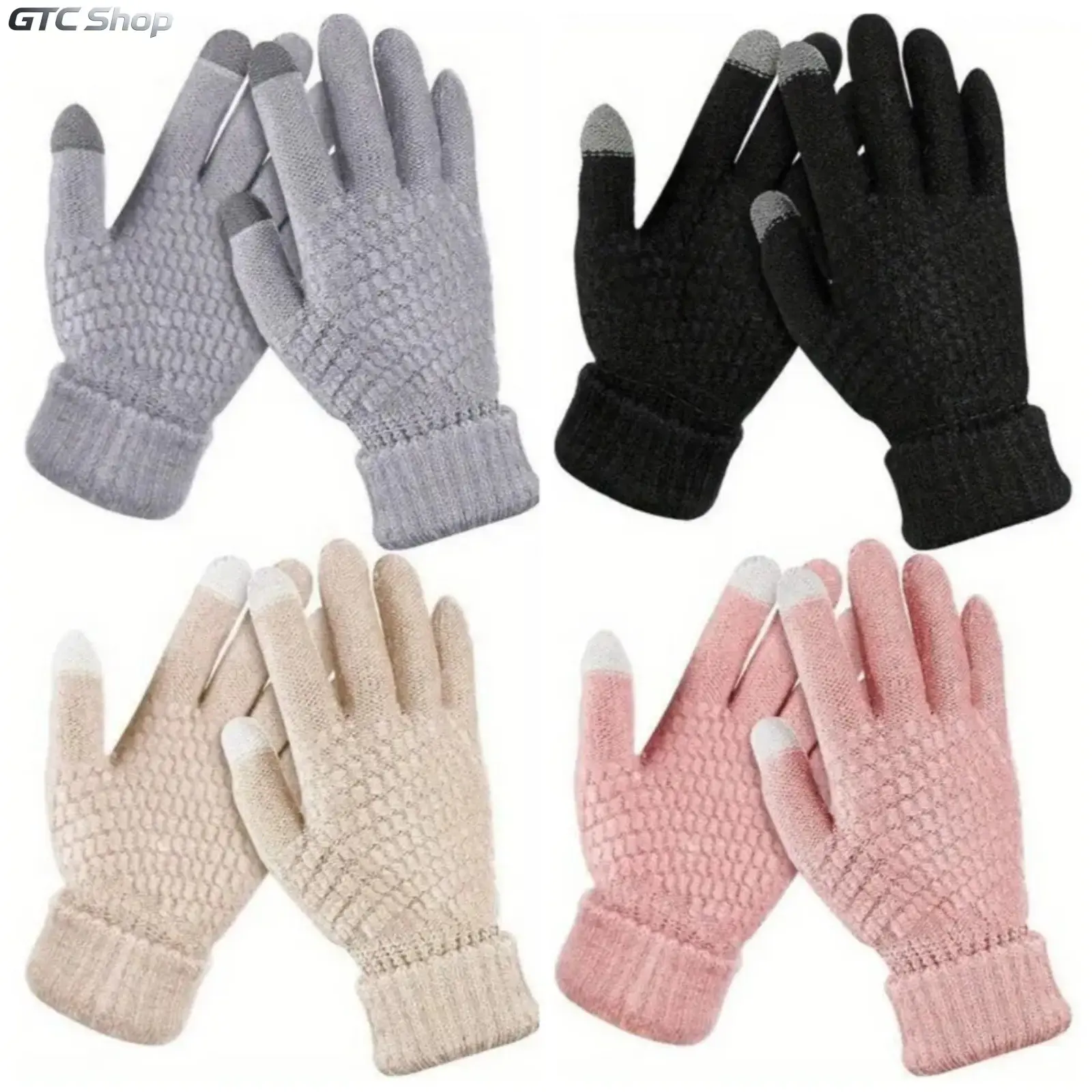 Women’s 4-Pair Cold-Hardy Fully-Lined Insulating Thermal Fleece-Lined Touchscreen Winter Gloves, Thick Velvet, Elastic Cuffs, Korean Fashion Gloves; Men’s Skull Cap, Unisex Knit Hat, Western Sportive Denim Baseball Hat, Cold-Hardy Women's Gloves