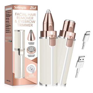 electric eyebrow trimmer, 1 set portable 2 in 1 facial hair remover, lip facial body hair removal tool with led light, facial hair care tool, electric shaver women, eyebrow, epilator hair remover, trimmer cordless