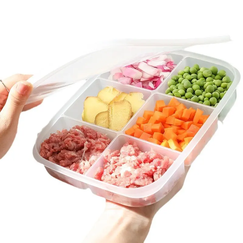 2pcs Transparent Freezer Storage Boxes, Reusable Meat/veggie/spice Containers, Airtight Soft Lid, Stackable Design, Kitchen Space Saver