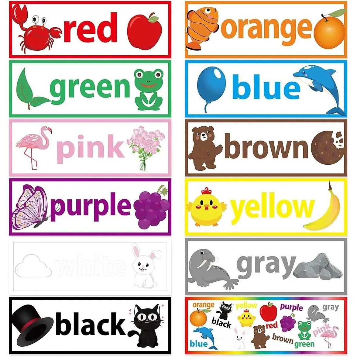 Color Headliners Bulletin Board Set Colors Poster Cutouts 12 Pcs | for Toddler Kids, Classroom Decorations