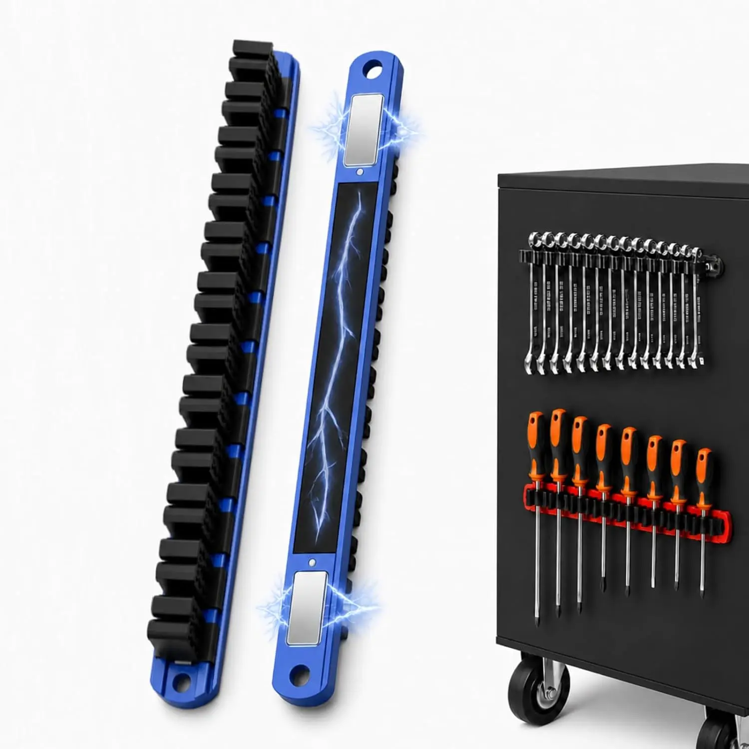 Wrench and  Organizer – Tool Organizer for Workshop & Garage, Heavy‑Duty  Base for Toolbox Organization, Space‑Saving Tool Rack,   for Men (1 PCS, Blue Base)