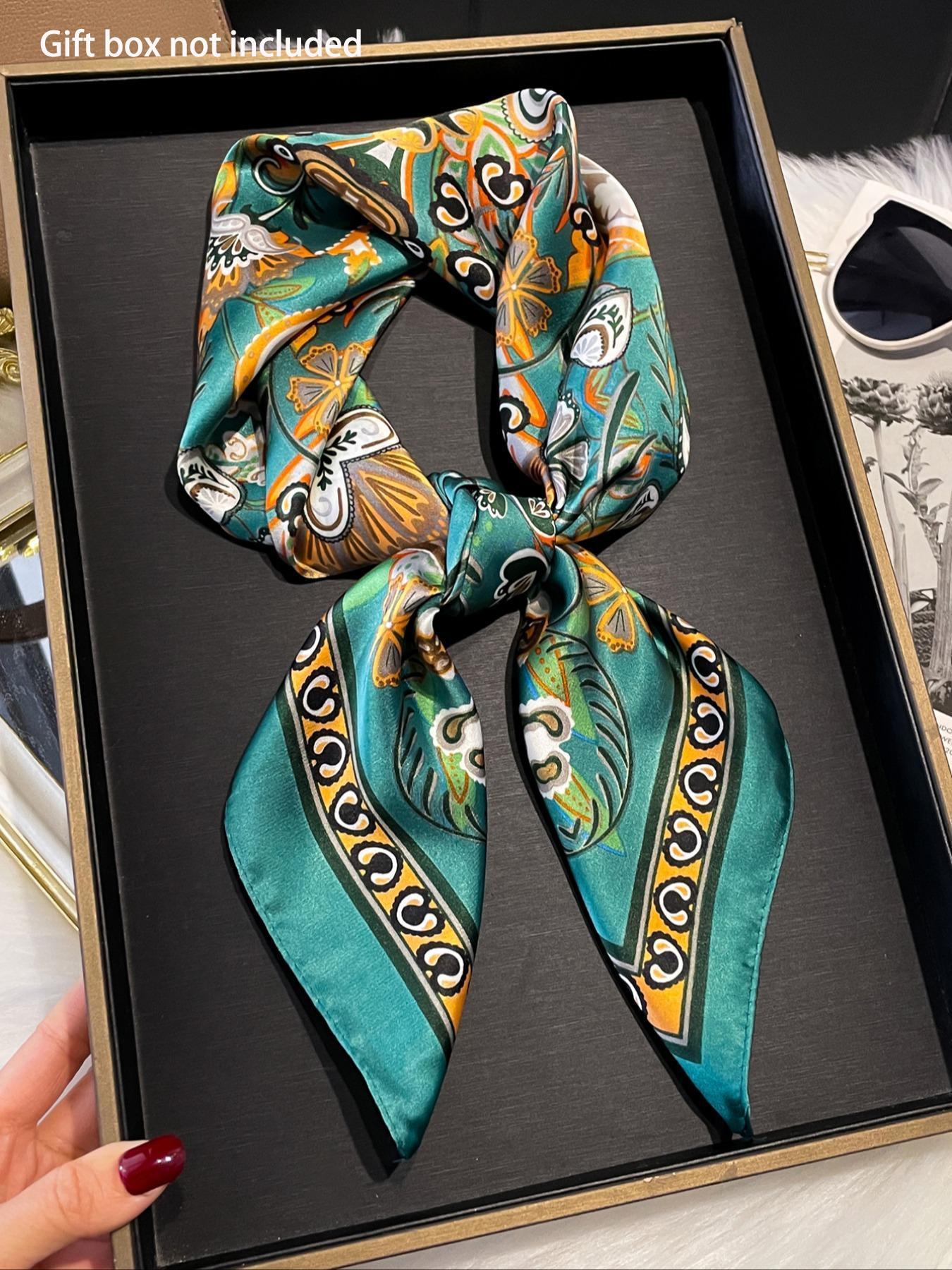 Women's Floral Print Square Scarf, Boho Style Bandana for Women, Fashionable Soft Comfortable Scarf for Daily Wear, Trendy All-match & Exquisite Scarf for Birthday Gift, Casual Soft Shawl