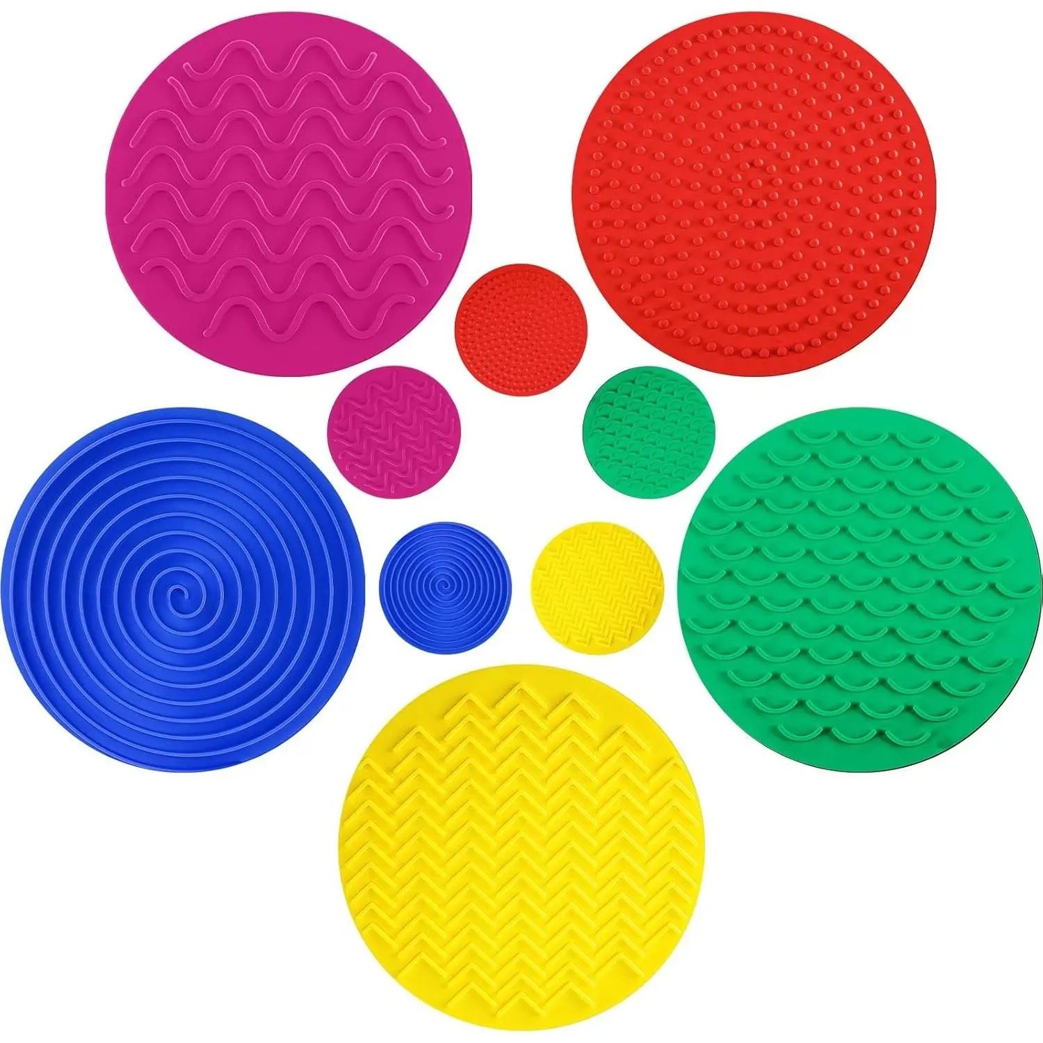 10 Pcs Sensory Mat Discs Sensory Stepping Circles Pads, Textured Tactile Stimulation Toys for Calming Play & Early Learning, Kids Matching Game for Autistic Children ADHD, Classic Color