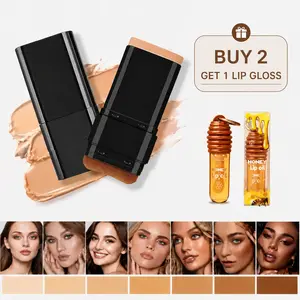 Luminous Dual-Ended Concealer Foundation Stick with Built-in Brushes  24H Long-Lasting Waterproof Sweatproof One-Swipe Even Flawless Base Clear Radiant Skin Foundation Stick
