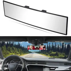 Clip-On Car Rearview Mirror, HD Anti-Fog Anti-Glare Curved Design, Wide Angle Magnifying Blind Spot Reducer, Universal for Cars Suv Trucks