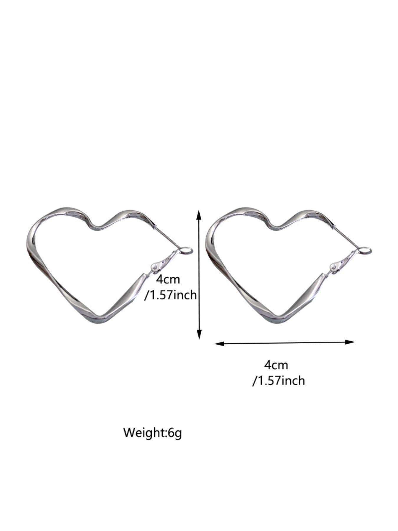 Summer 2024 Trendy Versatile Irregular Heart Design Hoop Earrings, Heart Shaped Earrings, Fashion Casual Alloy Accessories Jewelry Gift for Women