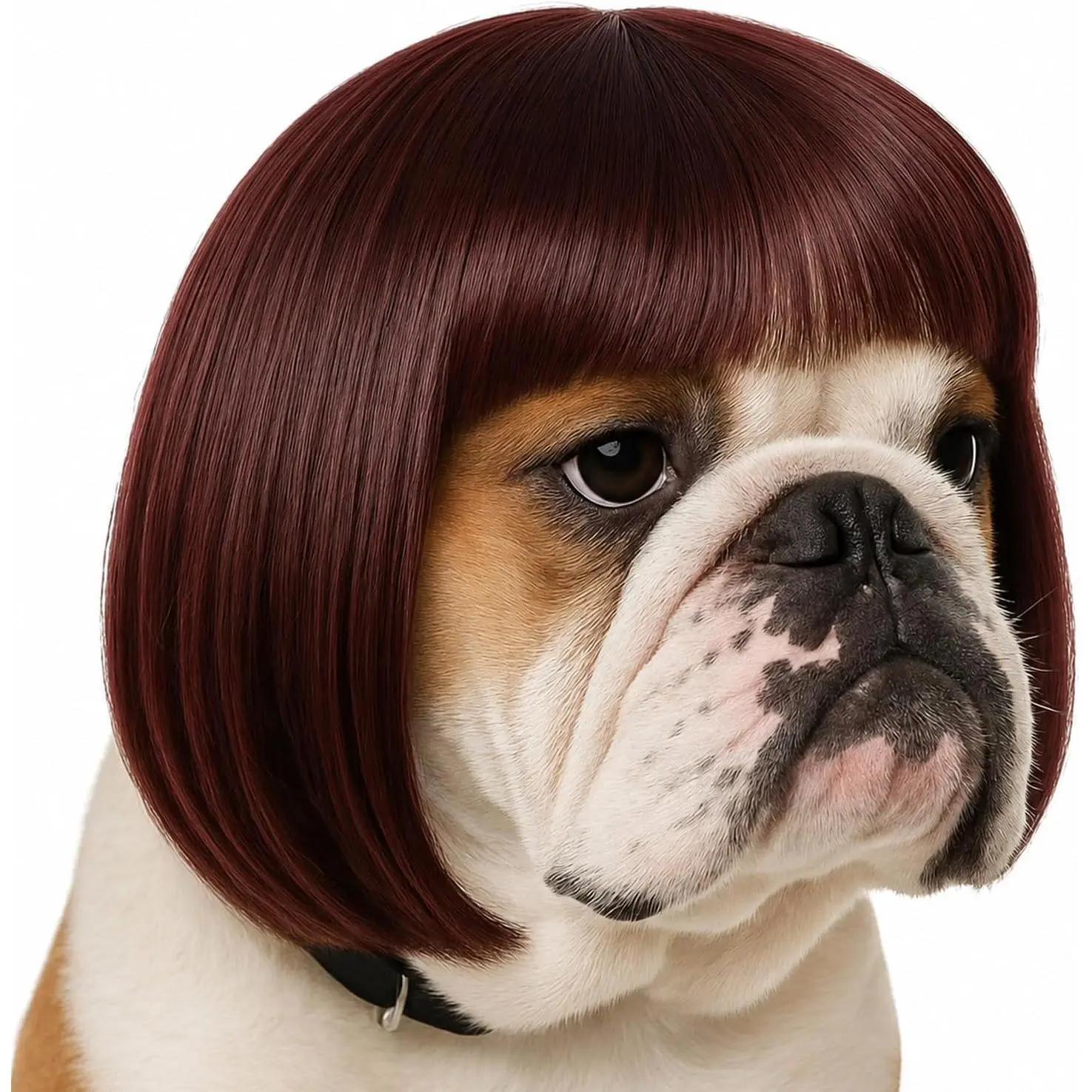 Wigs for Small Dogs, Funny  Wig  Costume  Accessories Elastic  Dogs  Wig Decoration for Halloween, Christmas, Parties(Reddish-Brown, 7 Inches)