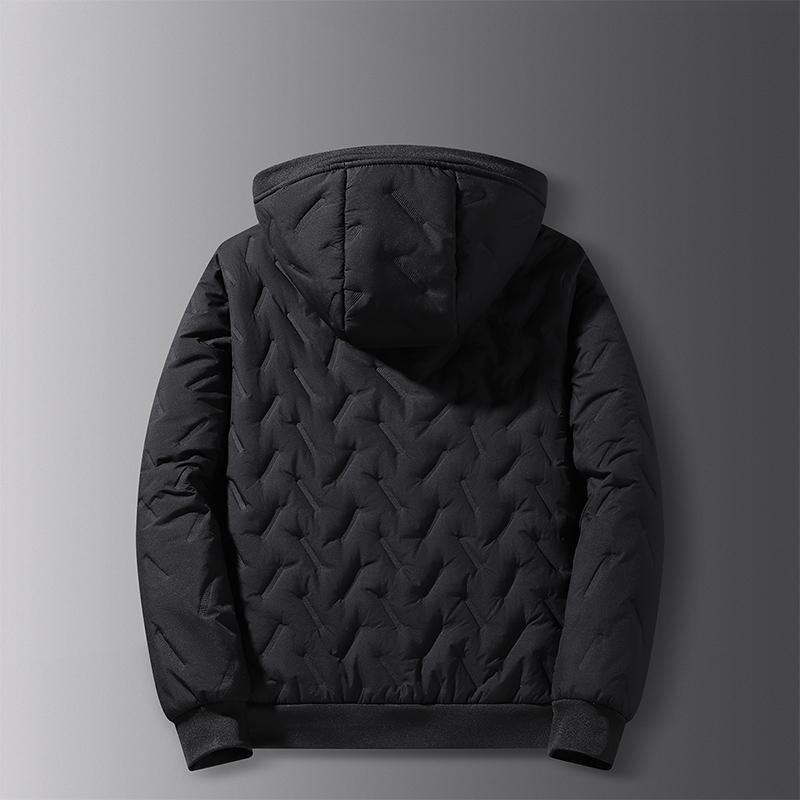 Men's Thick Winter Jacket, High Quality Hooded Jacket with Warmth and Windproof Features, Suitable for Arctic Travel and Daily Commuting, Machine Washable, Wool Lining for Enhanced Warmth, Polyester  Essential Outdoor Sportswear, F classic solid color Spr