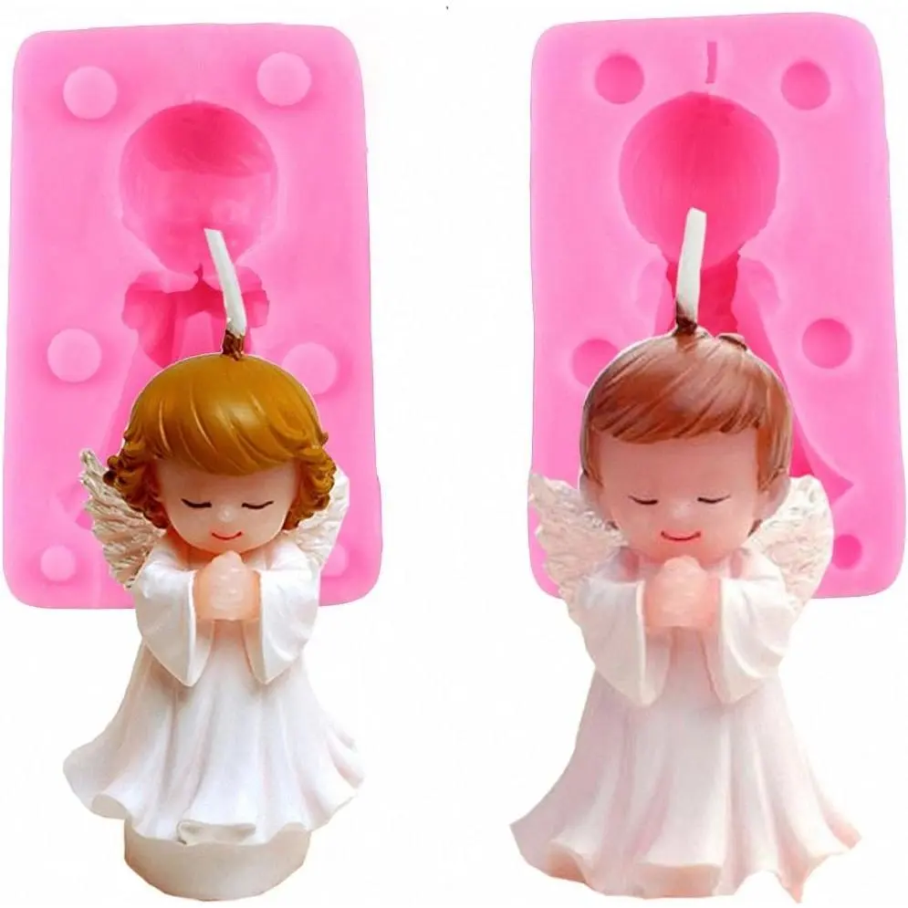 Boy and Girl Angel  Mold Set for Fondant, Candle, Wax, Plaster of Paris, Soap, Cake Topper Decoration, Bath Bomb, Lotion bar,  Shower Birthday Gifts Making Tools