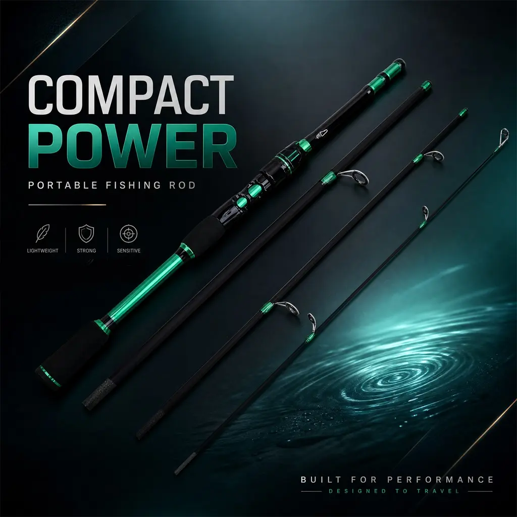 Single Pole 4-Section Telescopic Portable Lure Rod, Matte Metal Texture Carbon Fishing Rod, Hollow Reel Seat High Sensitivity Big Fish Rod