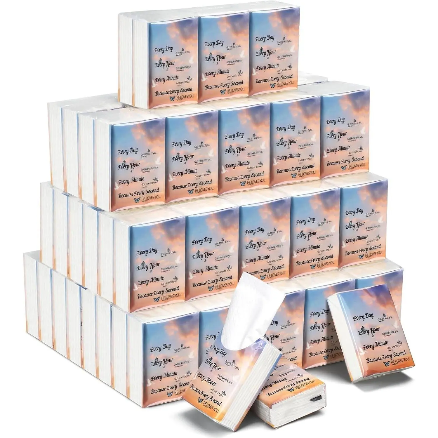 20 Pack Pocket Tissues Travel Packs Bulk 200 Sheet Mini Pocket Tissues Travel Size 3 Ply Small Individual Facial Tissues (Bible)