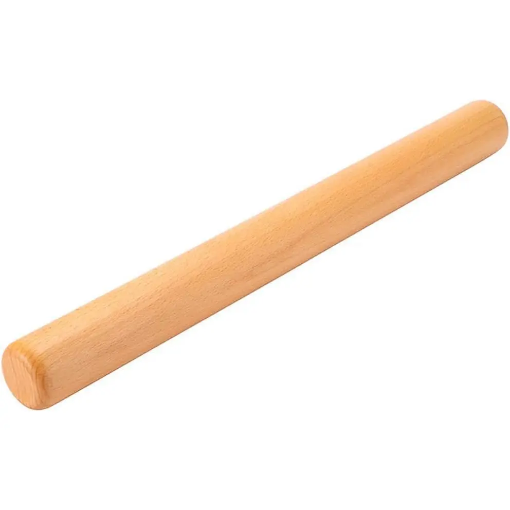 Wooden Cylindrical Rolling Pin - 13.8 in Natural Nonstick Surface Baking Tool, Straight Roller Kitchen Utensil with Perfect Size for Pastry, Pasta
