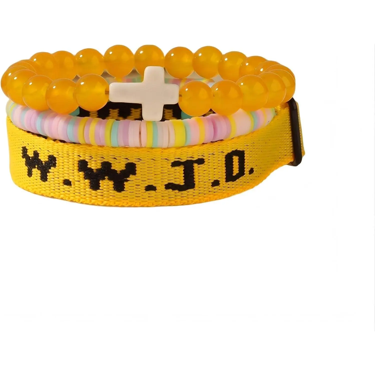 WWJD Braided Rope  Beads Elastic Bracelets for Women Men