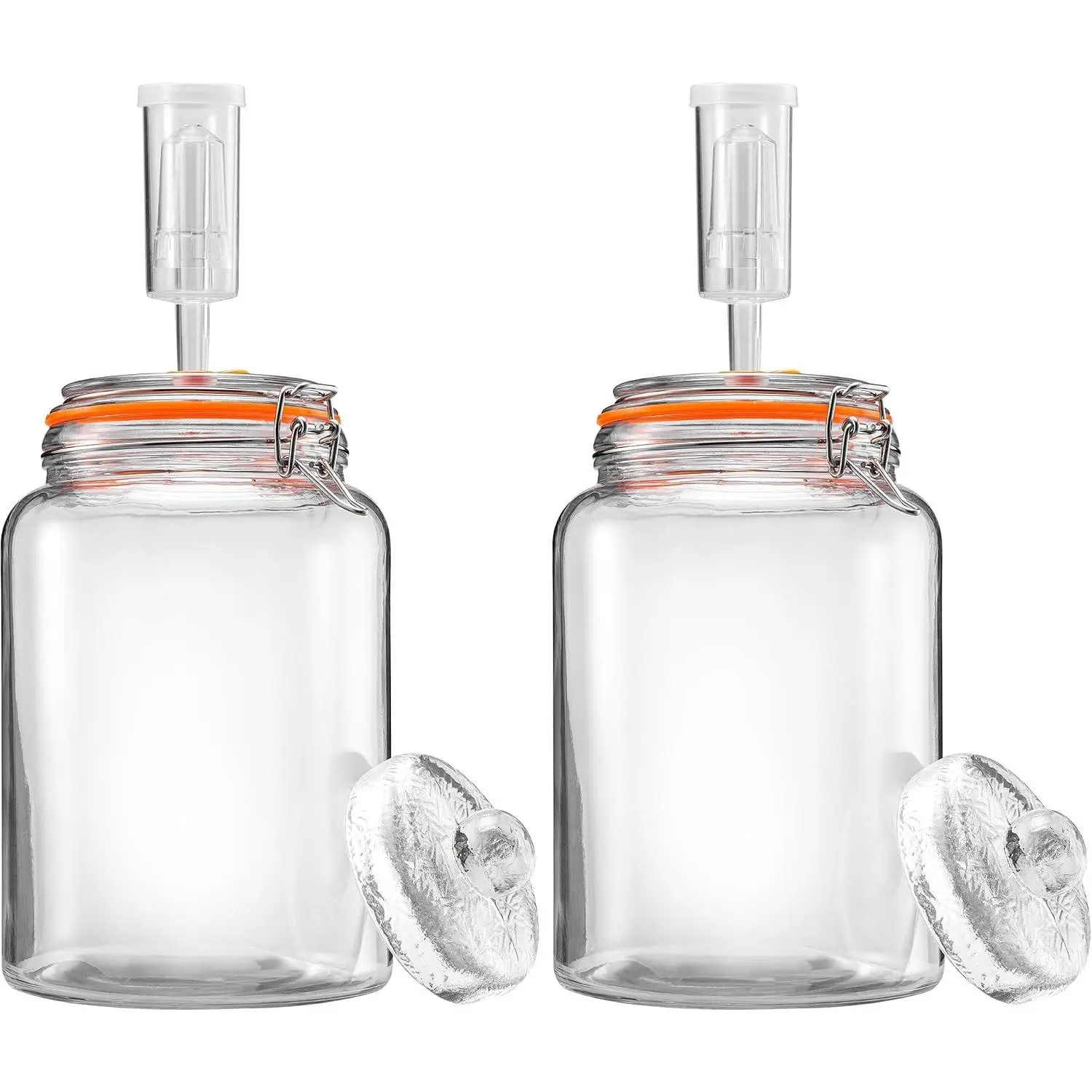 1 Gallon 2 Pack Fermentation Jars with Weights & Airlocks Fermenting Kit for Sauerkraut Kimchi Kombucha and Pickles
