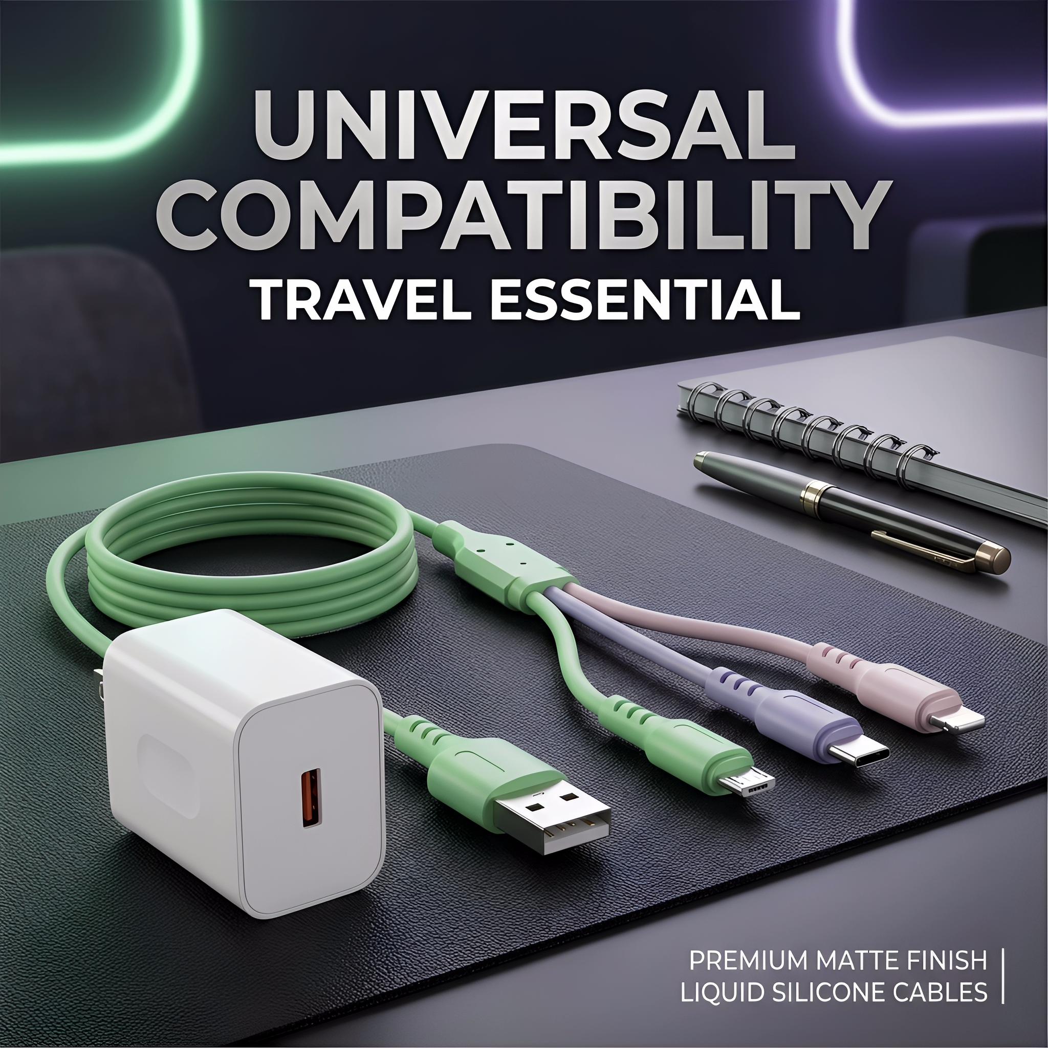 3-in-1 10A Super Fast Charging Cable 3M Extra Long, Durable Braided Multi Charger Cord with LED, Universal for iPhone 16 15 Pro Max