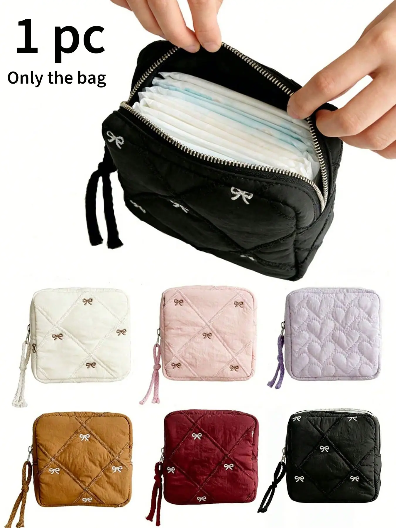 Square Bag, Sanitary Pad Storage Bag, Multi-Functional Makeup Wash Kit, Travel Essential, Holiday Must-Have, School Return Beauty Organizer