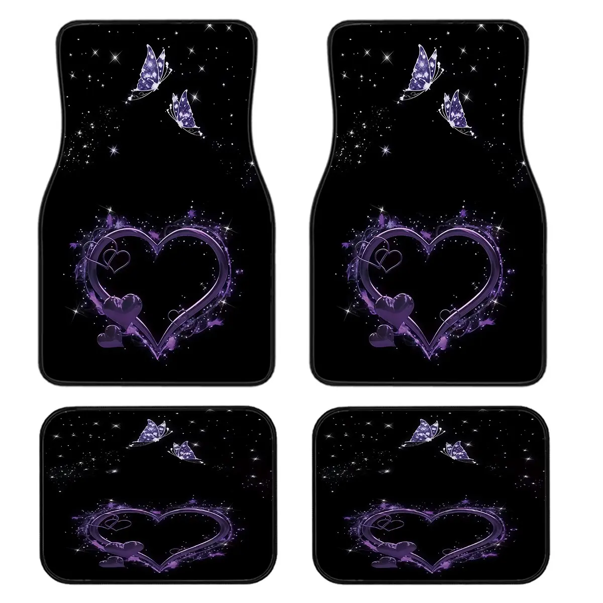 4-Piece Dreamy Starry Night Automotive Floor Mats, Universal Fit, Front & Rear, Easy Clean, Stylish Interior Decor, Comfortable & Protective