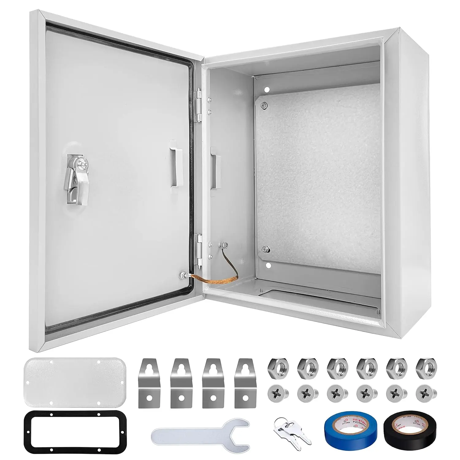 Outdoor Electrical Box 12x10x6 Inch NEMA 4X Steel Enclosure - Waterproof Dustproof Lockable Junction Box with Mounting Plate for Indoor/Outdoor Use
