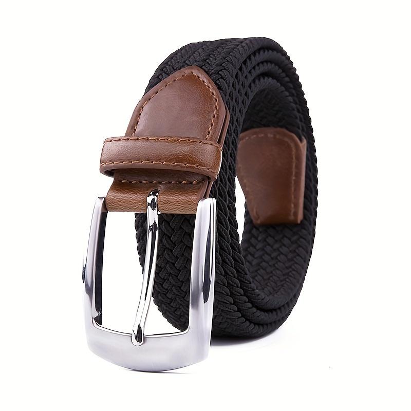 [Full Sizes Stretch Braided Belts] Canvas Elastic Fabric Woven Stretch Braided Belts for Men Women Junior with Multicolored/Full Sizes, Father's Day Gift  Brown