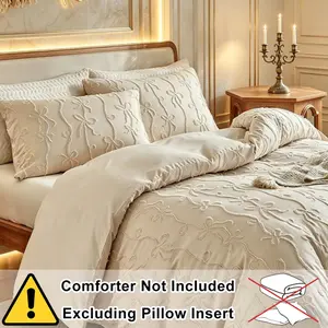 French Romantic Floral Bedroom Bedding Set, 2/3 Piece Set (1 Duvet Cover + 1/2 Pillowcases), Bow Design, Bohemian Style, 9 Sizes, Boho Bedding Set, All Seasons