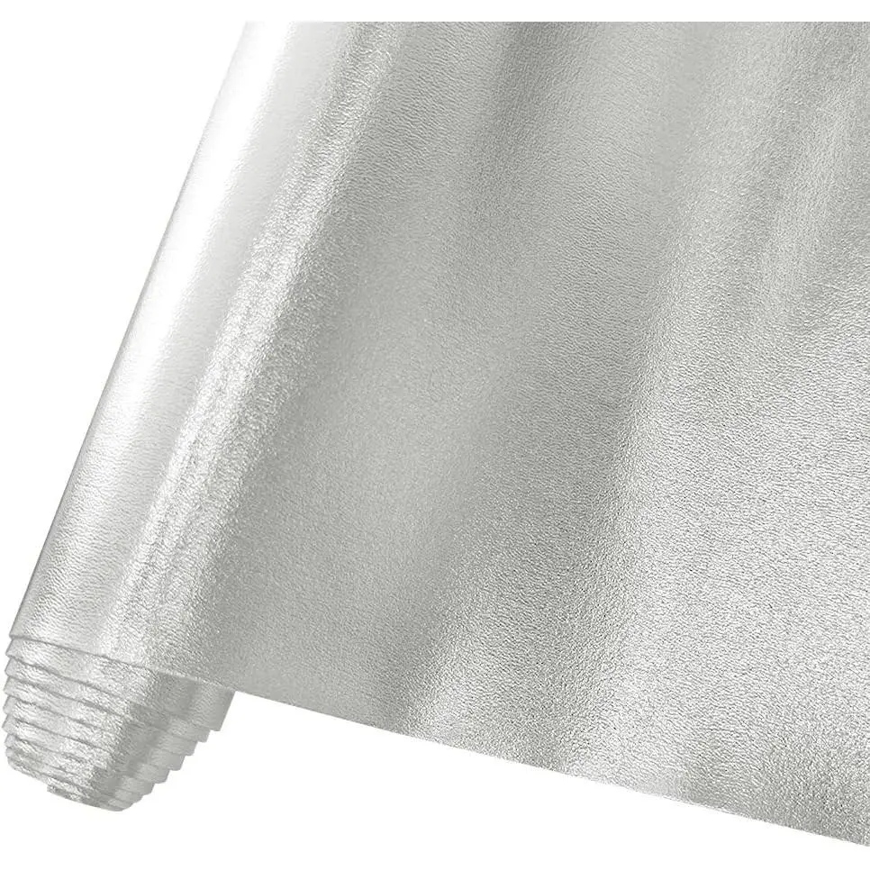 Smooth Solid Color Silver Faux Leather Sheets 1 Roll 12"X53" (30cmX135cm), Great for Bows, Earrings, Handmade DIY Craft Projects MakingGift