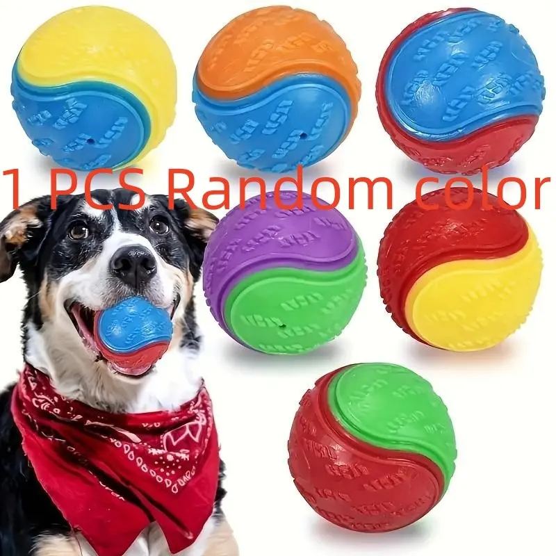 Colors Random Dog Teething Dental Chew Sounding Ball Indoor Outdoor Human Pet Interactive Training Ball Bite-Resistant Sounding Pet C-Shaped Ball, Without Battery