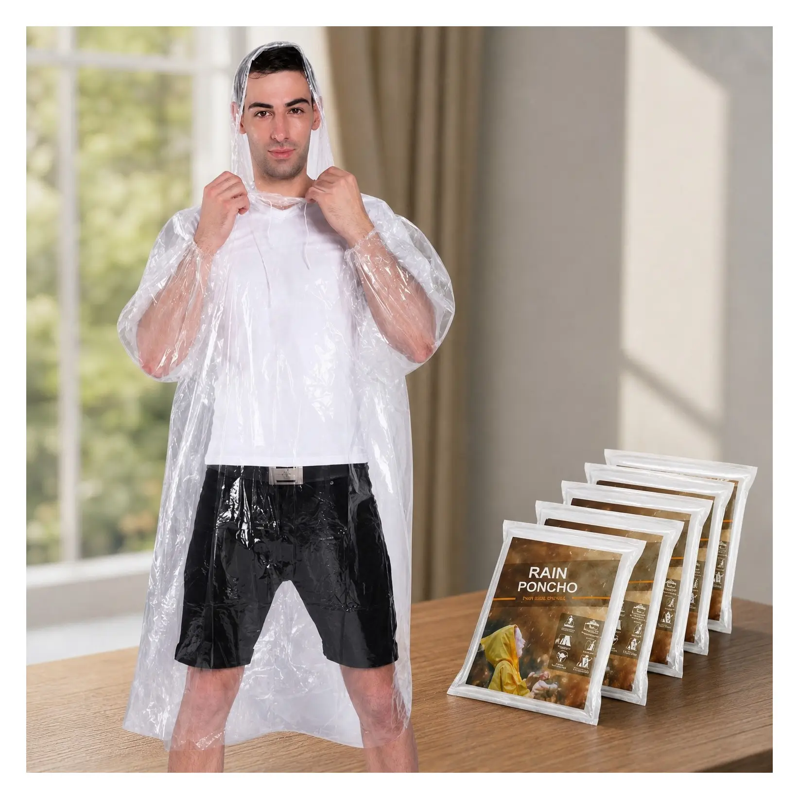 Disposable Rain Ponchos for Adults (10 Pack) - Family Pack for TravelGift