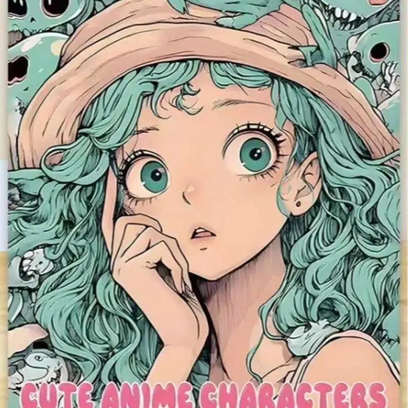 Cute Anime Character Paper Coloring Book, Stress Relief Adult Coloring Pages, Relaxing Art Activity, Perfect Gift for Anime Fans