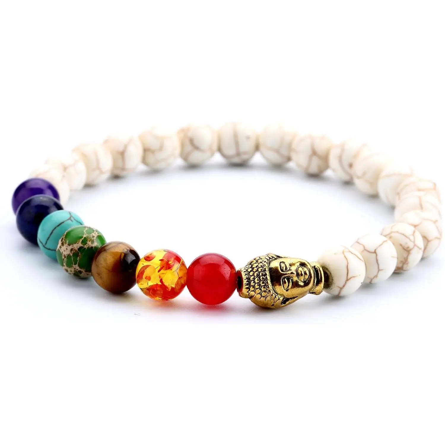 Men Women 8mm Lava Rock 7 Chakra Beads Chakra Bracelet