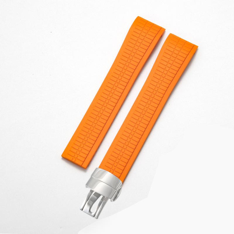 Steel stud silicone watch strap compatible with Patek Philippe Grenade 5164/5167 men's black sports rubber strap