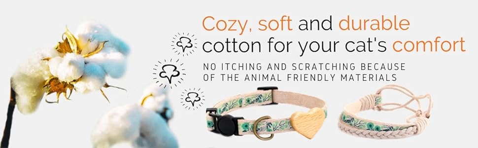 Pettsie Cat Collar with Heart, Safe Breakaway Buckle, Matching Friendship Bracelet, Soft and Comfortable Cotton for Sensitive Skin, Carton Box, Easy Adjustable 8-11 Inches, Green