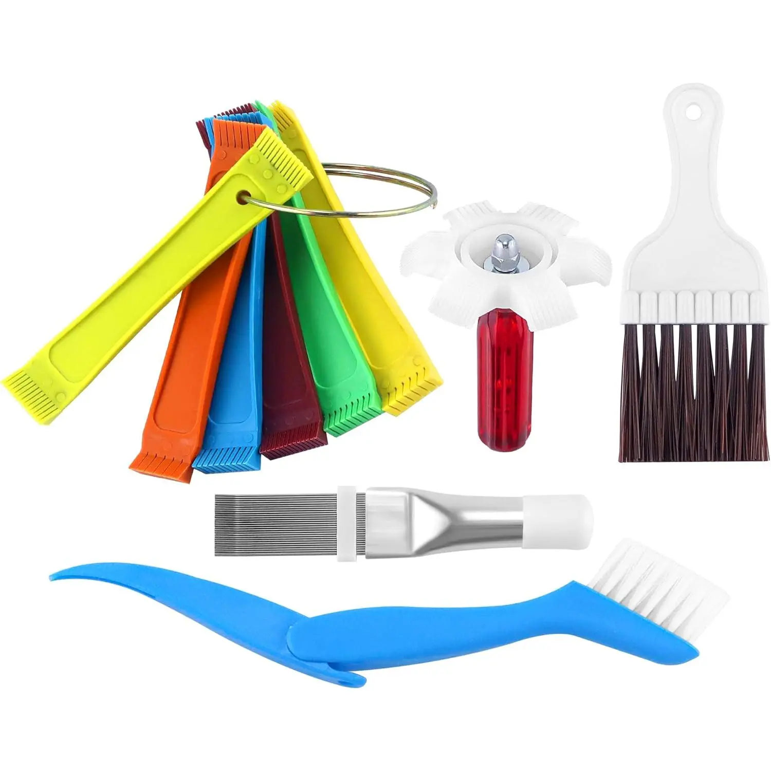 GJANSH 5 PCS Air Conditioner Fin Cleaner Set Include 3 Different Air Conditioner Condenser Fin Comb and 2 Different Condenser Fin Comb Brush