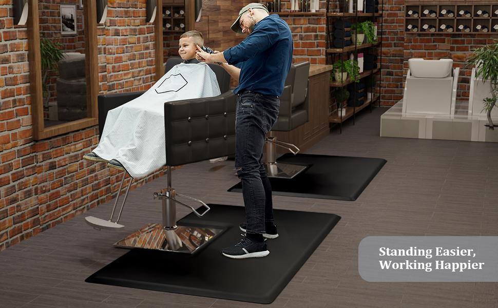 OmySalon 3' x 5' Barber Floor Mat Anti Fatigue for Stylist Standing, 3/4'' Thick Comfort Hair Matt Square Base for Salon Styling Chair, Hair Cutting Hairdressing Beauty Equipment