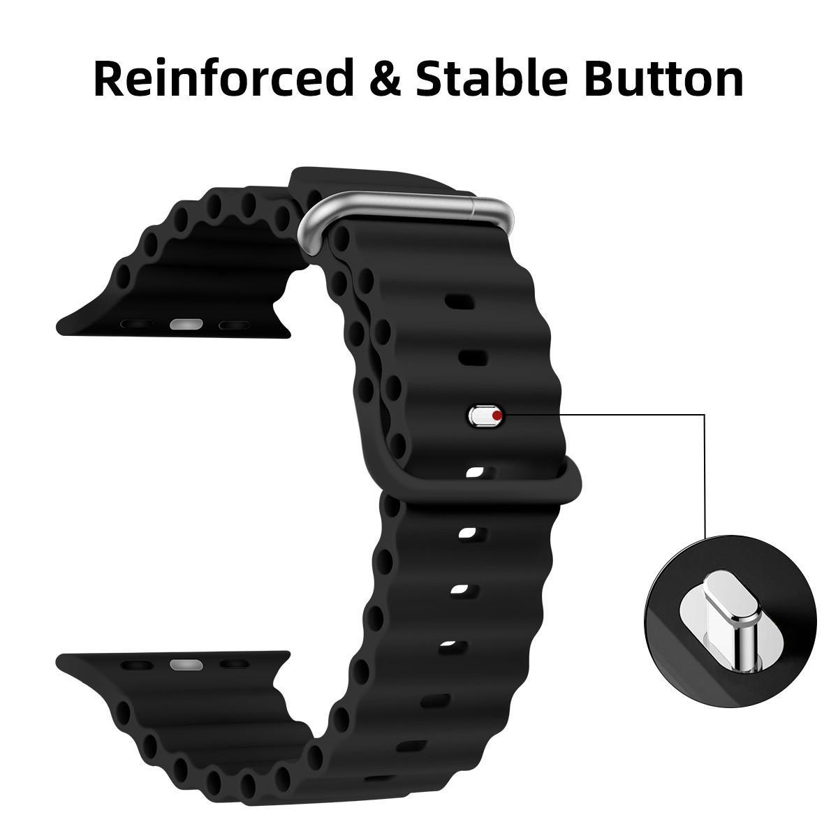 Ocean Band Compatible with Apple Watch Ultra Bands 49mm 46mm 45mm 44mm 42mm Adjustable Silicone Sport Strap for Iwatch Series 1-11 Se Smartwatch Strap Smart Watch Straps