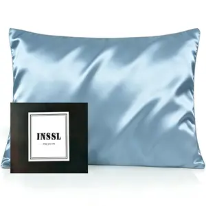 INSSL 1 pc Silk Pillowcase for Women, Mulberry Silk Pillowcase for Hair and Skin Soft Breathable Smooth Natural Silk Pillowcase with Zipper Beauty Sleep Silk Bedding