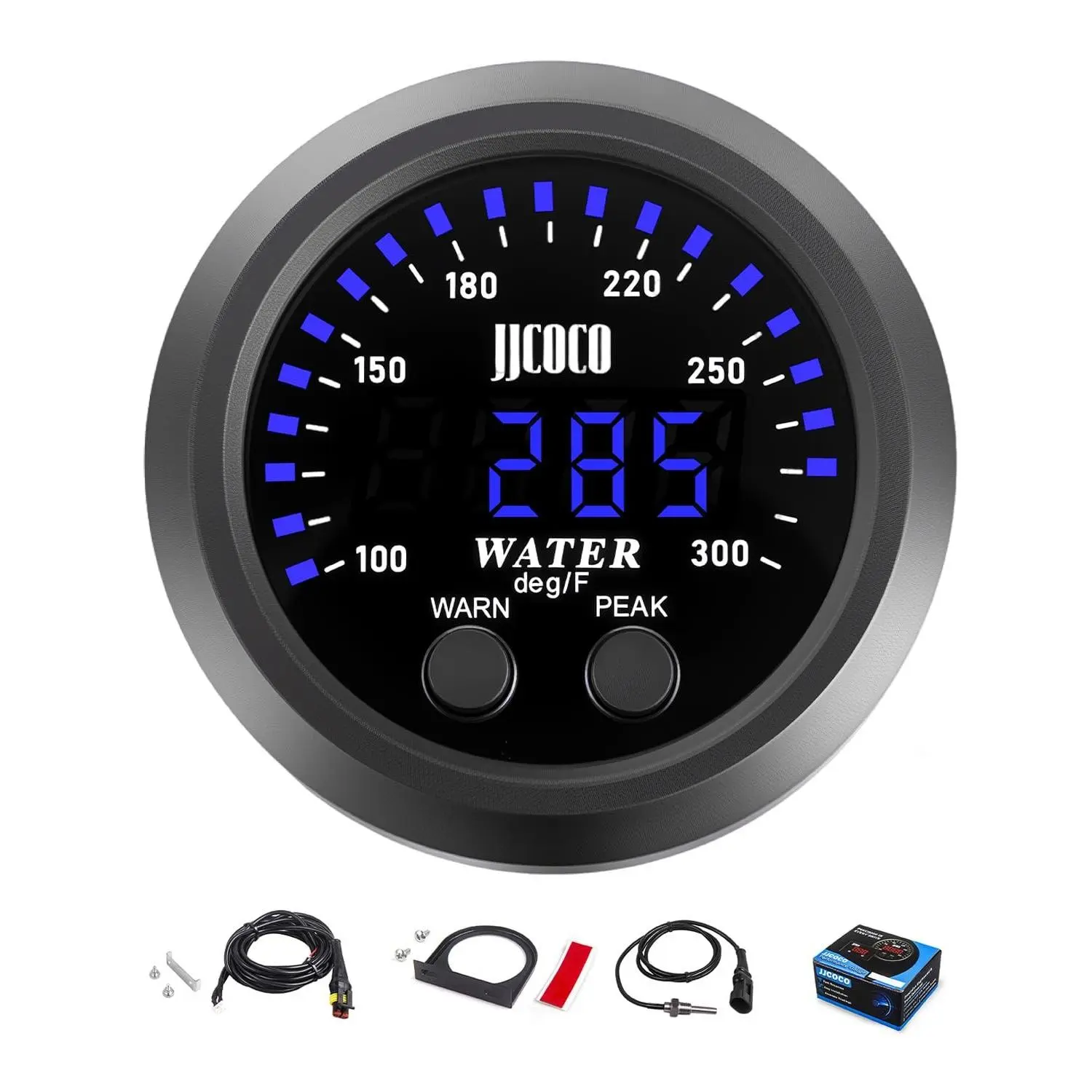 Water Coolant Temperature Gauge with 1/8NPT Sensor & Bracket 300°F Digital LED Display for Cars Trucks Boats Marine Automotive 2"/52mm