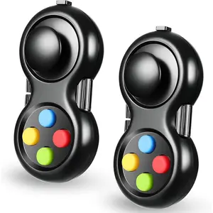 Skylety 2 Pcs Fidget Toys for Adults Controller Fidget Pad Stress Relief Cube Clicker Game Controller Sensory Educational Toy for ADHD Autism Relief Stress Anxiety(Black Style)