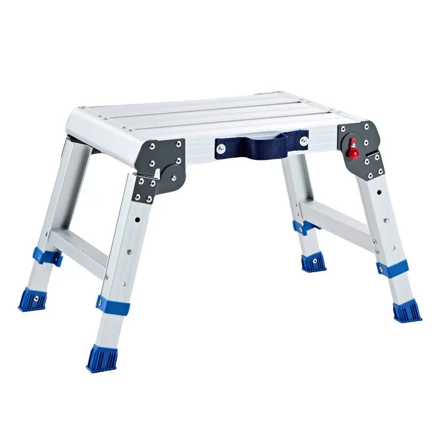VEVOR Folding Work Platform, Adjustable Height 12-16 in, 500 lbs Capacity Aluminum Step Stool, Heavy Duty Non-Slip Platform Ladder, Portable Work Bench for Painting, Cleaning, Home Professional Use