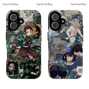 Hot Anime Demon Slayer Phone Cases for IPhone 17 16 15 14 13 12 11 Promax Pro Air Plus Tanjiro Zenitsu Inosuke TPU 2-IN-1 Film Shells Cover Protection