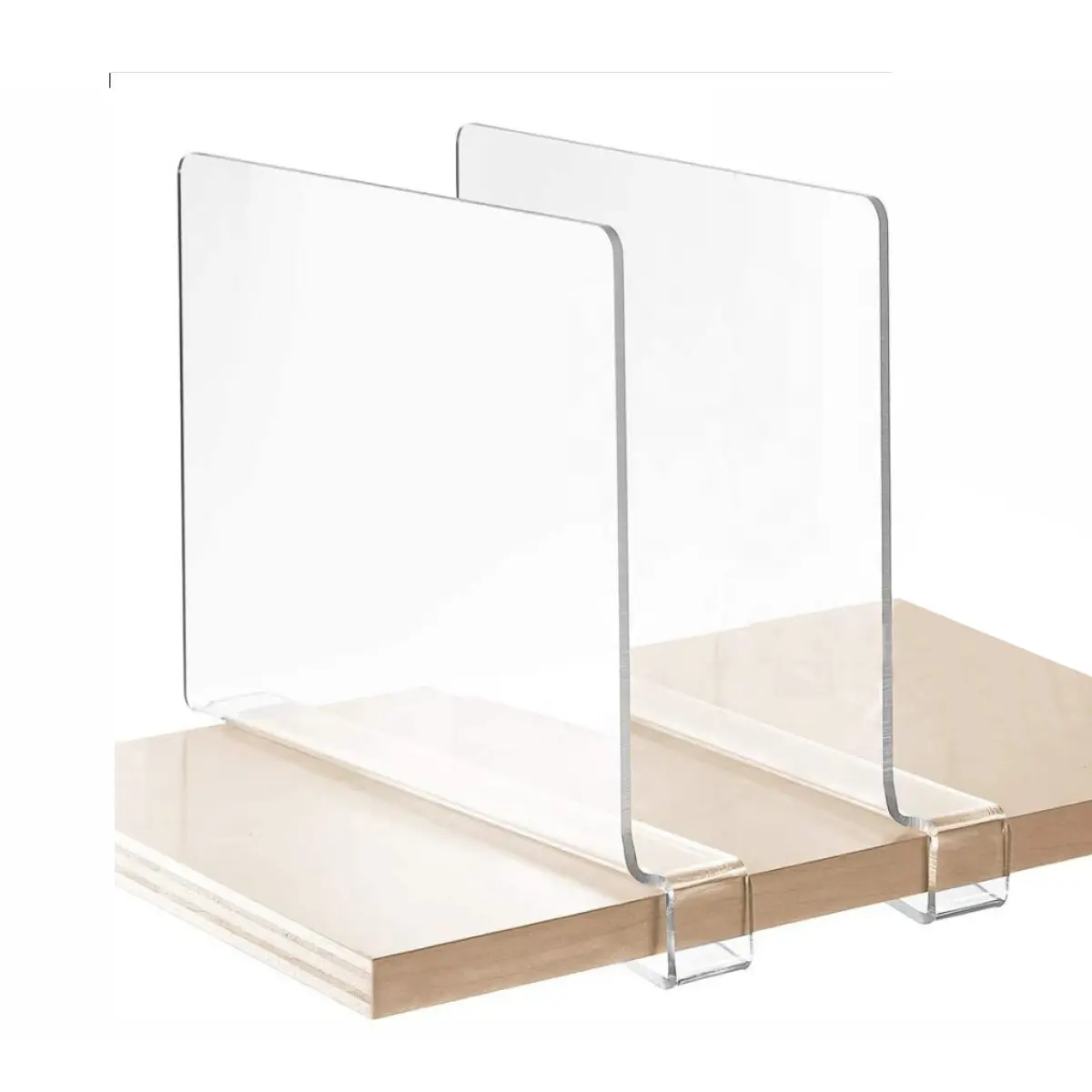 Clear Acrylic Shelf Dividers, 4-Pack Closet Organizer for Handbags, Towels, Clothes, Wardrobe and Pantry Shelves