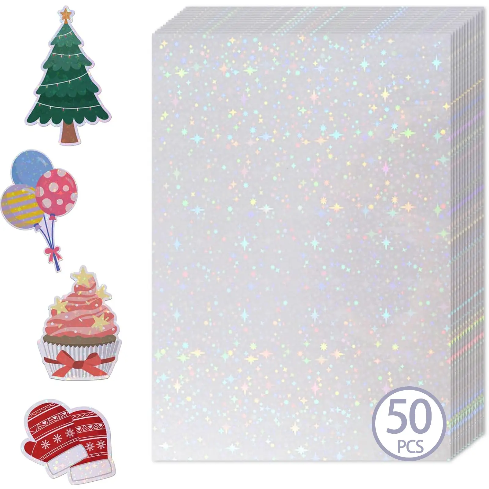 2.9x4.1 Inch 50 Sheets Star Adhesive Lamination Sheets, Self Stick Laminate Sheets, Waterproof Clear Cover for Photocard, Mini Picture, Handcraft Decor