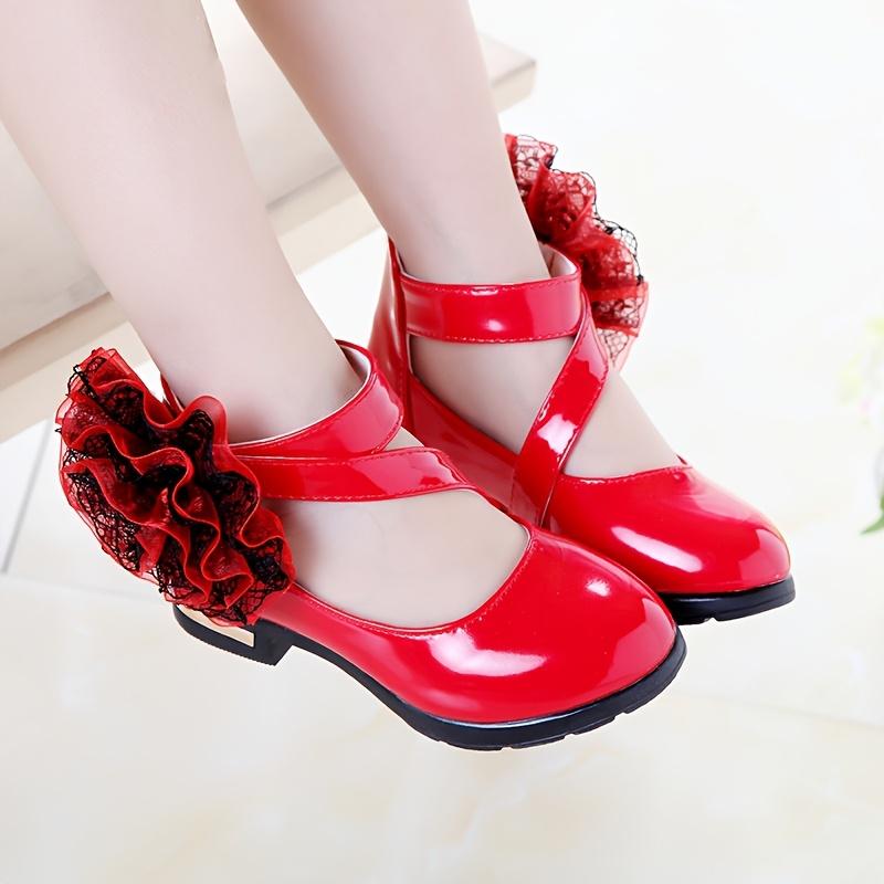 (New) Girls' Elegant Floral Mary Jane Footwear - Glamorous Girly Closed-Toe Flat Shoes, Comfortable Non-Slip Dress Shoes for Performance, Parties (Spring Summer)