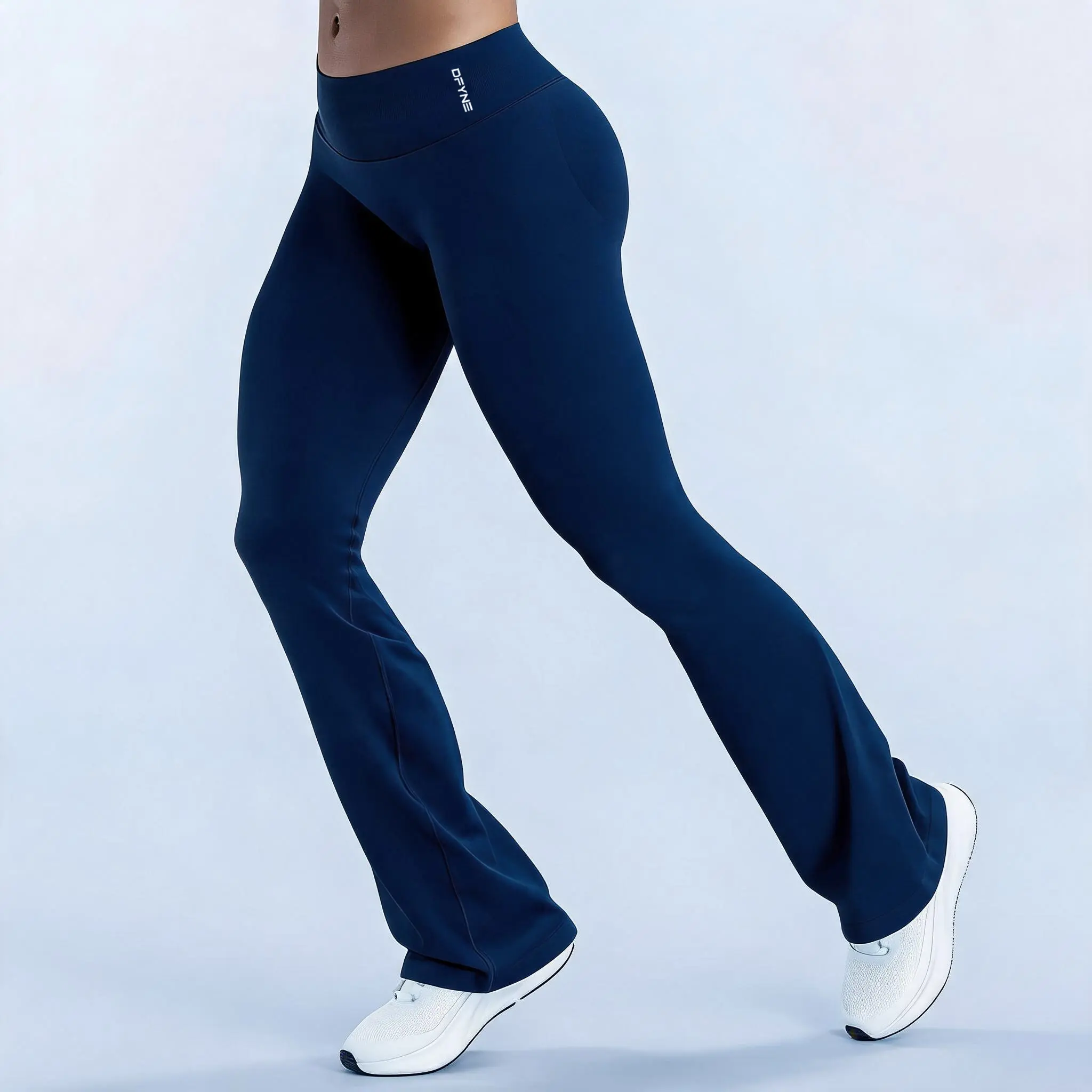 Gym High Waisted Flare Yoga Pants for Women, Premium Ribbed Sculpting Compressive Leggings Trousers