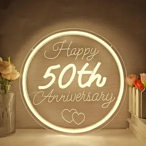 50th Anniversary Neon Sign, Dimmable Anniversary Light Sign, Wedding Anniversary Decoration, LED Light Sign, Best 50th Anniversary Gift, Suitable for Parents and Couples