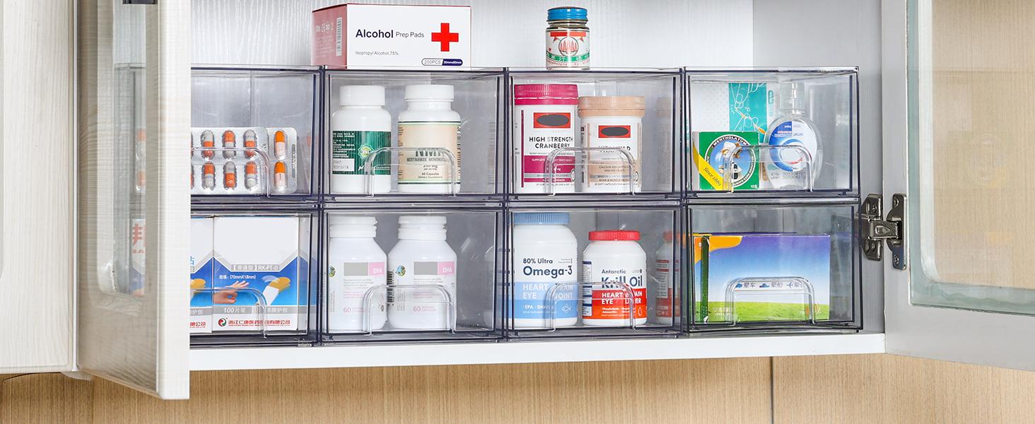 ZY 4 Pack Clear Small Stackable Storage Drawers,Acrylic Bathroom Makeup Organizer,Plastic Storage Bins For Vanity, Undersink, Kitchen Cabinets, Pantry, Home Organization Box Boxes Container Silicone Decoration Laundry Transparent