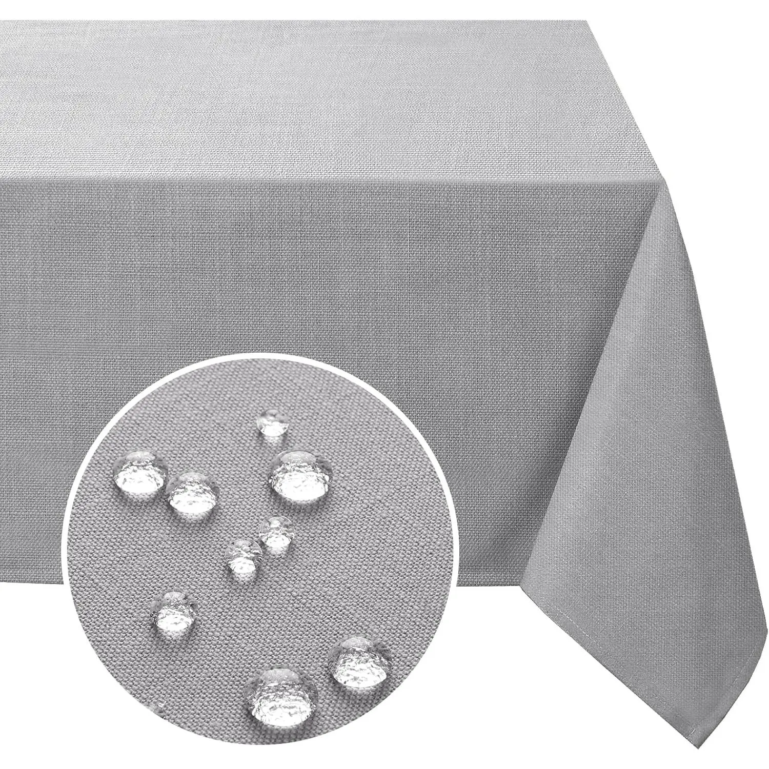Rectangle Tablecloth for Rectangular Tables, Wrinkle-Resistant and Waterproof Cover for Dining Room and Use, Grey, 60 x 104 Inch