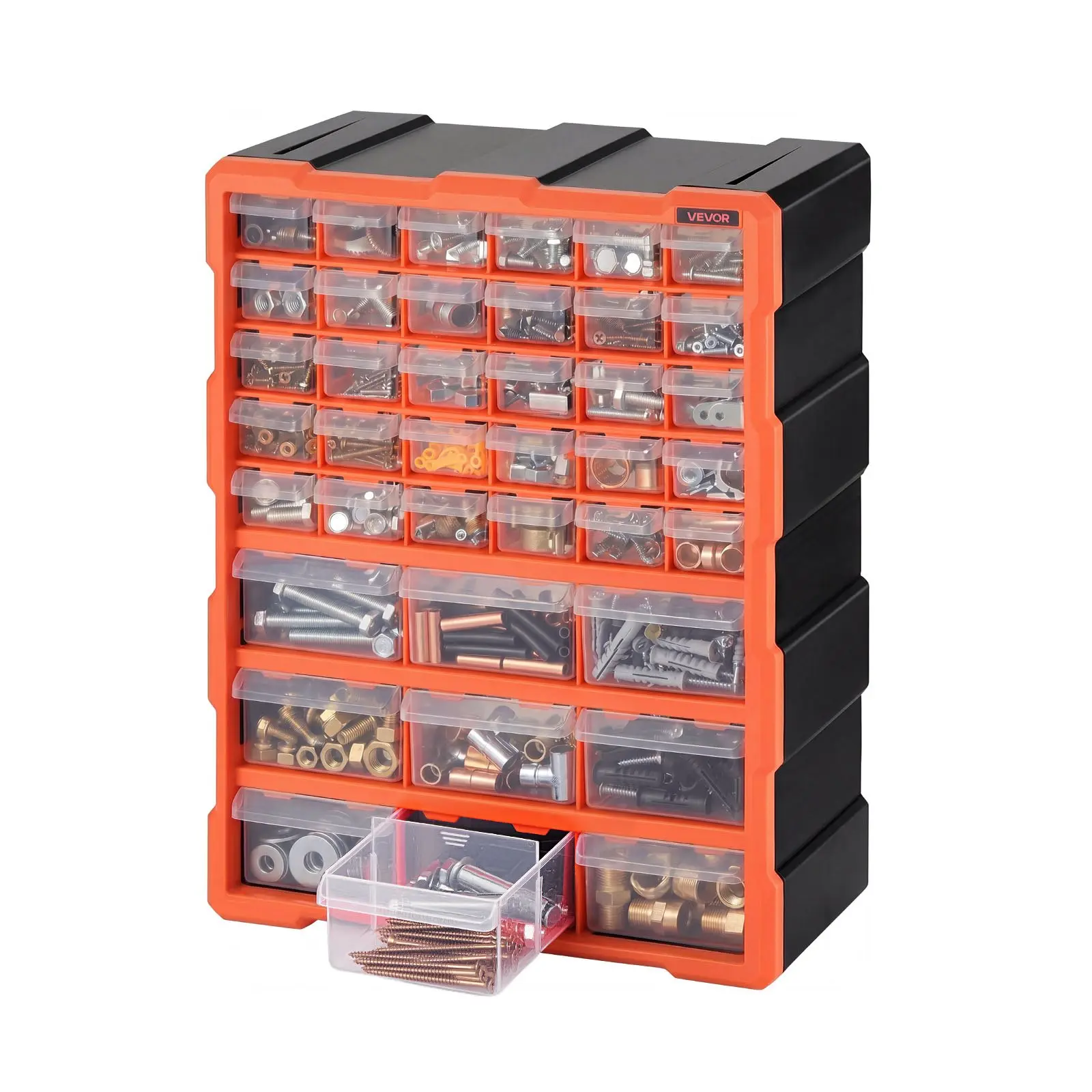 VEVOR 39-Drawer Plastic Storage Organizer, Stackable Storage Bins with Pull-Out Sliding Drawers, Wall-Mounted Hand Toolbox for Crafters, Small Parts Organization