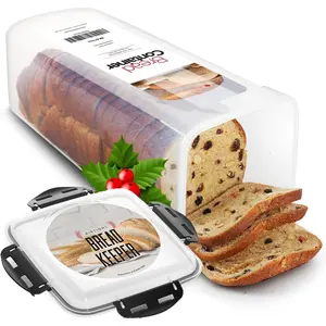 Bread Container - 5.8 Liter BPA Free Plastic Bread Box - Container/Holder for Homemade Loaves and Baked Goods with Black Airtight Lid