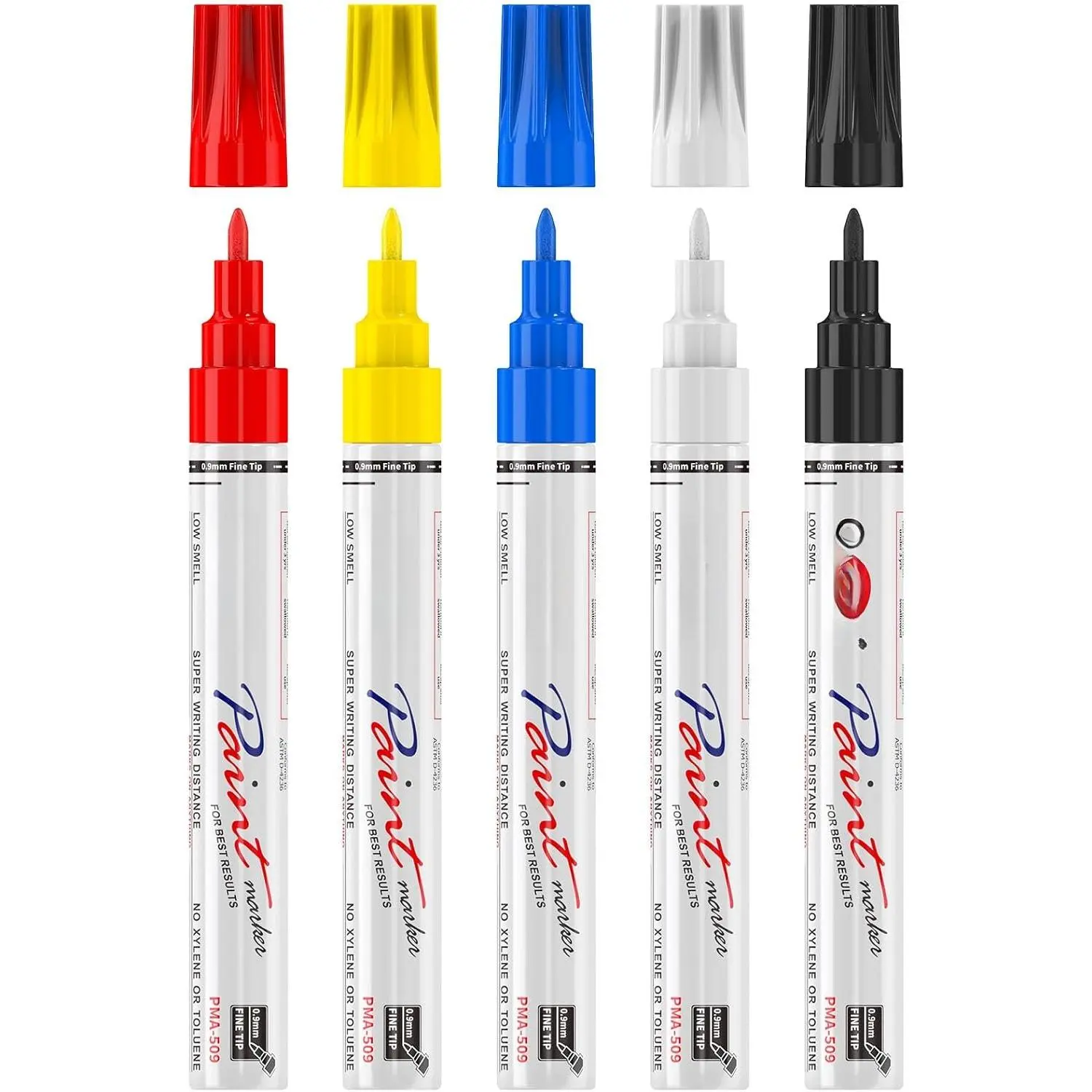 Oil Based  Markers, 5 Colors Fine Tip Permanent  Pens | 0.9mm Fine Nib, , Quick Dry, Fade Resistant,  Colors Markers for Metal, Rubber, Glass, , Leather, Rock