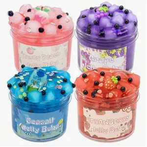 1 Pack Boba Crunchy Slime Toy, Strawberry Grape Peach Flavors, Soft Non-Sticky, Perfect Party Birthday Gift, Ideal Christmas Decoration